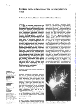 Solitary Cystic Dilatation of the Intrahepatic Bile