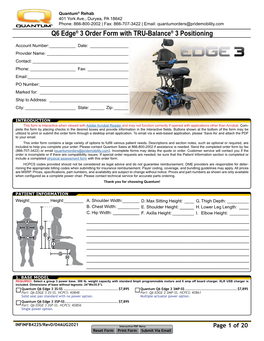 Quantum Q6 Edge 3 Order Form with TRU-Balance 3 Positioning