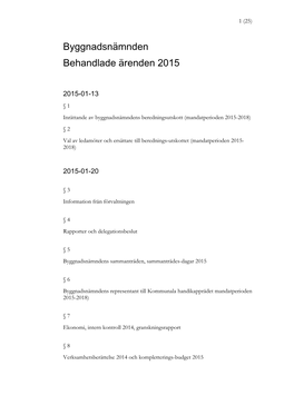 Byggnadsnämnden Behandlade Ärenden 2015