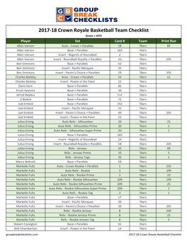 2017-18 Crown Royale Basketball Checklist