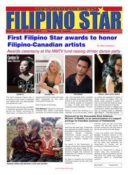 First Filipino Star Awards to Honor Filipino-Canadian Artists by Willie Quiambao Awards Ceremony at the MMTV Fund Raising Dinner Dance Party