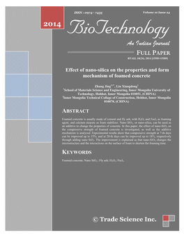 Effect of Nano-Silica on the Properties and Form Mechanism of Foamed Concrete