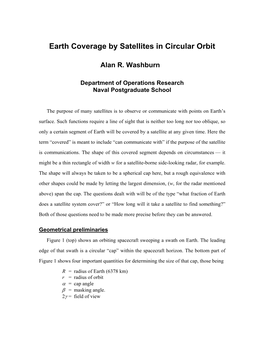 Earth Coverage by Satellites in Circular Orbit