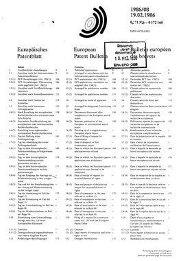 European Patent Bulletin 1986/08