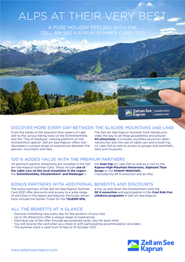 Alps at Their Very Best a Pure Holiday Feeling with the Zell Am See-Kaprun Summer Card 2021