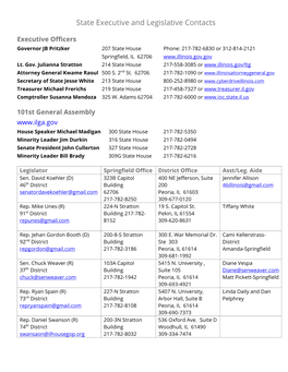 State Executive and Legislative Contacts