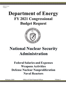 FY 2021 Congressional Budget Request