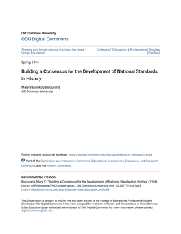 Building a Consensus for the Development of National Standards in History