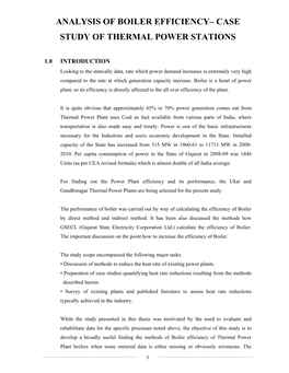 Analysis of Boiler Efficiency– Case Study of Thermal Power Stations