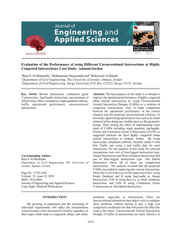 Evaluation of the Performance of Using Different Unconventional Intersections at Highly Congested Intersections