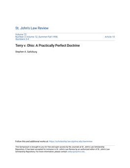 Terry V. Ohio: a Practically Perfect Doctrine