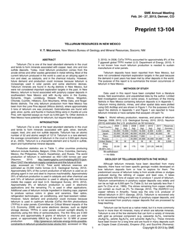 Tellurium in New Mexico