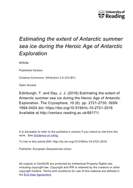 Estimating the Extent of Antarctic Summer Sea Ice During the Heroic Age of Antarctic Exploration