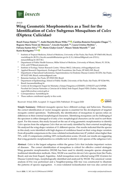 Wing Geometric Morphometrics As a Tool for the Identification of Culex