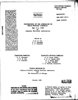 DELTA-NUCLEUS DYNAMICS May 2-3, 1983 at Argonne National Laboratory