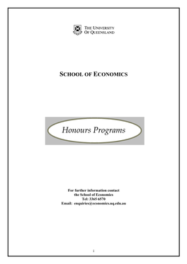 SCHOOL of ECONOMICS Honours Programs