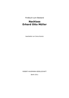Nachlass Erhard Otto Müller