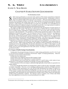 W. M. White Geochemistry Chapter 9: Stable Isotopes