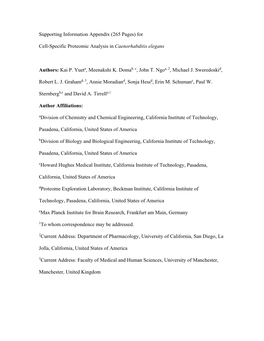 Cell-Specific Proteomic Analysis in Caenorhabditis Elegans