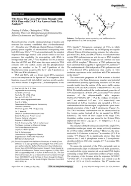 Why Does TNA Cross-Pair More Strongly with RNA Than with DNA? an Answer from X-Ray Analysis**