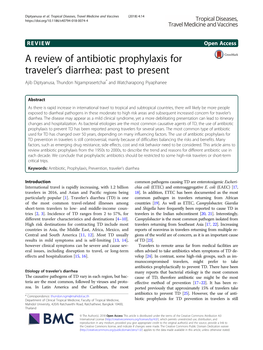 A Review of Antibiotic Prophylaxis for Traveler's Diarrhea: Past to Present