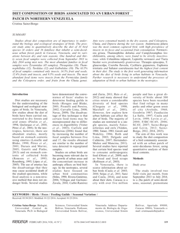 DIET COMPOSITION of BIRDS ASSOCIATED to an URBAN FOREST PATCH in NORTHERN VENEZUELA Cristina Sainz-Borgo