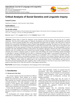 Critical Analysis of Social Genetics and Linguistic Inquiry