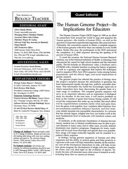 The Human Genome Project: Its Implications for Educators