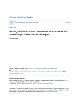 Banning the <Em>Hijab</Em> in Prisons: Violations of Incarcerated