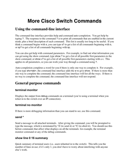 More Cisco Switch Commands Using the Command-Line Interface