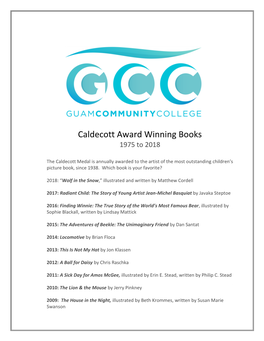 Caldecott Award Winning Books 1975 to 2018