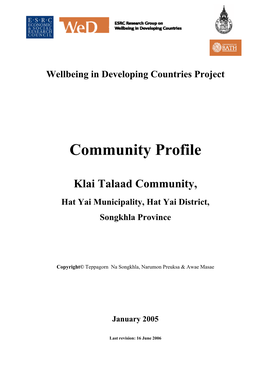 Wellbeing in Developing Countries Project