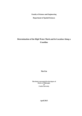 Determination of the High Water Mark and Its Location Along a Coastline