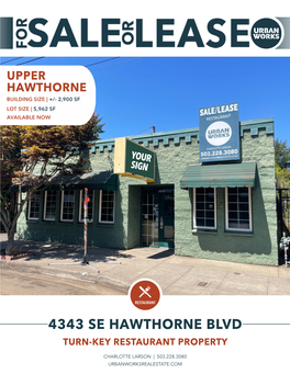 4343 Se Hawthorne Blvd Turn-Key Restaurant Property