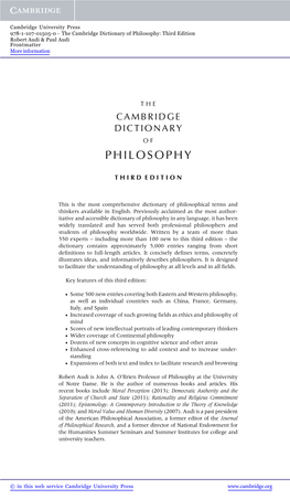 Philosophy: Third Edition Robert Audi & Paul Audi Frontmatter More Information