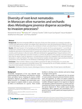 Diversity of Root-Knot Nematodes in Moroccan Olive Nurseries and Orchards