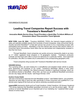 Leading Travel Companies Report Success with Travelzoo's Newsflash