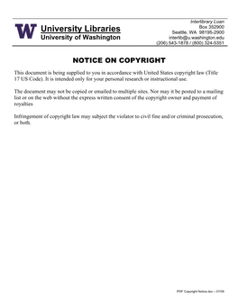 University Libraries Seattle, WA 98195-2900 University of Washington Interlib@U.Washington.Edu (206) 543-1878 / (800) 324-5351