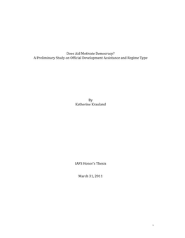 Does Aid Motivate Democracy? a Preliminary Study on Official Development Assistance and Regime Type