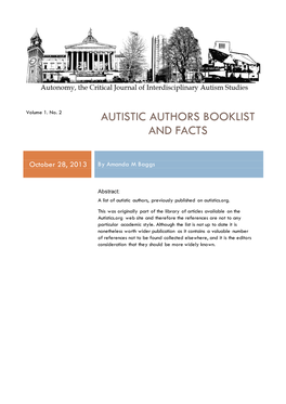 Autistic Authors Booklist and Facts