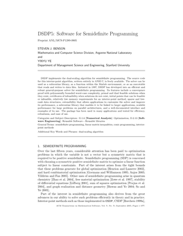 DSDP5: Software for Semidefinite Programming