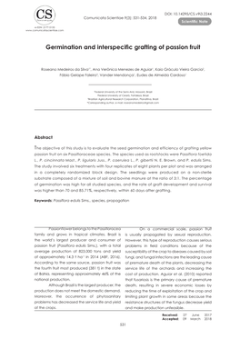 Germination and Interspecific Grafting of Passion Fruit