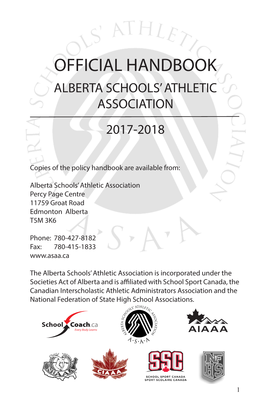 Official Handbook Alberta Schools’ Athletic Association 2017-2018