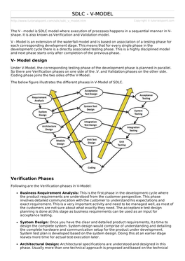 Sdlc/Sdlc V Model.Htm Copyright © Tutorialspoint.Com