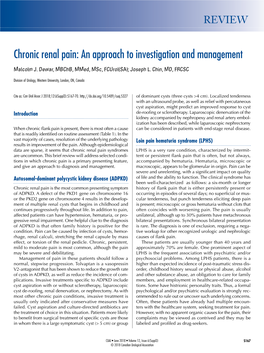 Chronic Renal Pain: an Approach to Investigation and Management