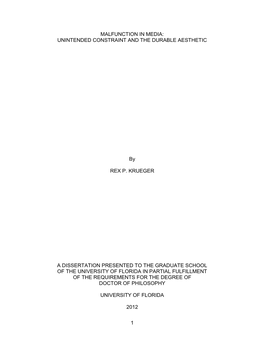 University of Florida Thesis Or Dissertation Formatting Template