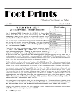 "CLUB FEST 2003" What’S Inside… President’S Page 3 YOU ARE INVITED -- and IT's FREE !!!!!! Support Your Local Sidewalks 4