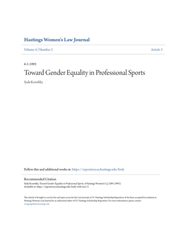 Toward Gender Equality in Professional Sports Syda Kosofsky