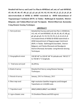 Detailed Soil Survey and Land Use Plan in 4D5b2m4, M5, M6, M7 and 4D5b3d2, D3, D4, D5, D6, D7, D8, G1, G2, G3, G4, G5, H1, H2, H