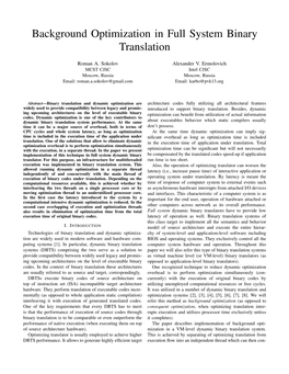 Background Optimization in Full System Binary Translation